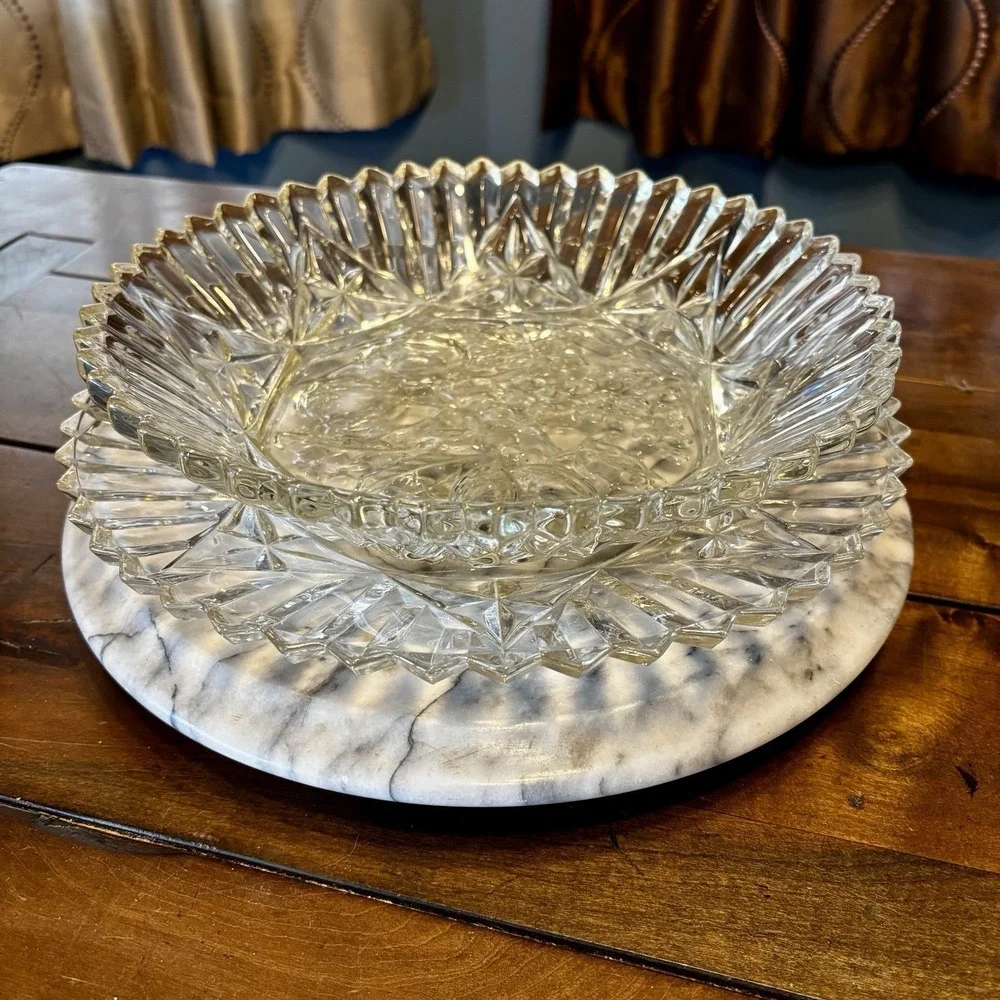 2pc VTG 60s MCM Federal Glass Clear‎ Pressed Pioneer Fruit Berry 11